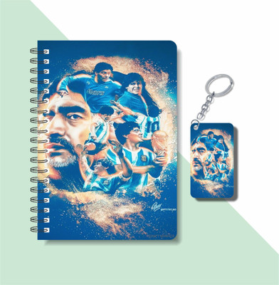 craft maniacs FOOTBALLER DIARY & KEYCHAIN A5 Notebook RULED 120 Pages(Blue)