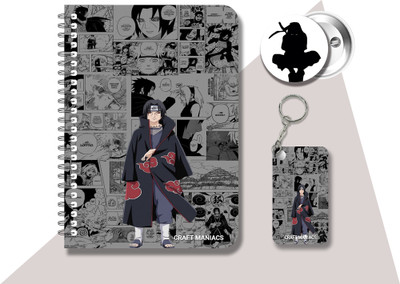 craft maniacs ITACHI UCHIHA DIARY & 2 FREEBIE A5 Diary RULED 120 Pages(Multicolor, Pack of 3)