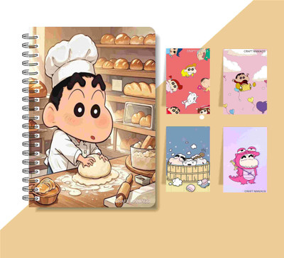 craft maniacs SHINCHAN DIARY & 4 MAGNETIC BOOKMARKS 2025 A5 Notebook RULED 160 Pages(Multicolor)