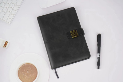 Diaro Executive Luxe PU Leather Diary with Decorative Lock Closure A5 Note Book Ruled 160 Pages(Black)