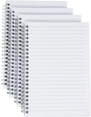 Austark Soft Transparent Cover Wirebound Notebooks A5 Notebook Ruled 160 Pages(White, Pack of 4)