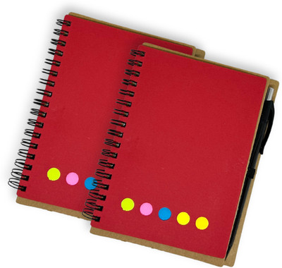 Gurujii RECYCLED HANDMADE A6 Notebook RULED 100 Pages(Red, Pack of 2)
