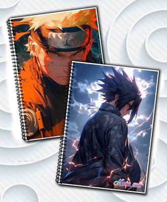 NOTEme Naruto Uzumaki and Sasuke Uchiha A5 Notebook Unruled 200 Pages(Multicolor, Pack of 2)
