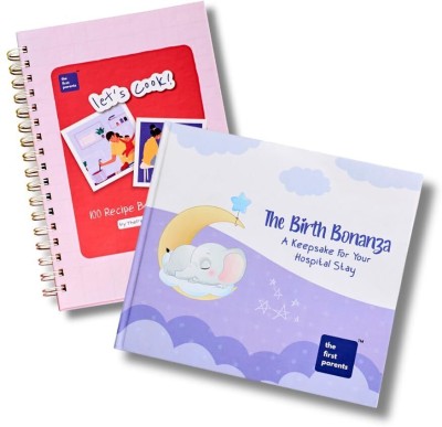 THEFIRSTPARENTS Infant Recipe Book & Hospital Visitor Wishes Journal Set Book-size Journal Ruled 160 Pages(Red & Lavender Violet, Pack of 2)