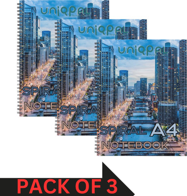 UNIQPAL Set of 3 A4 Notebook UNRULED 200 Pages(Multicolor, Pack of 3)