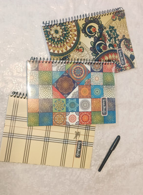 Teamate Aesthetic and regular use A4 Notebook Ruled 200 Pages(Multicolor, Cream white, Check print, Pack of 2)