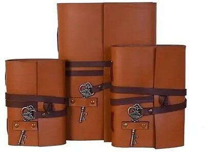 ARSHAD HANDICRAFT Pack of 3 key leather diary with 3 different sizes A5 Diary Plain 200 Pages(Brown)