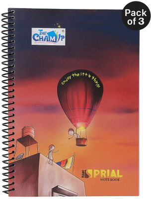 Chamip Spiral Notebook A4 Notebook Single Rule 400 Pages(Multicolor, Pack of 3)