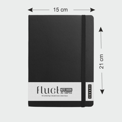 ANUPAM Fluct Ruled Journal Notebook 80Gsm Square Notebook Matte Finish PU Cover A5 Notebook Daily Journal Notebook For Engineering,Notes Taking & Writing In School & Office 160 Pages(Black)