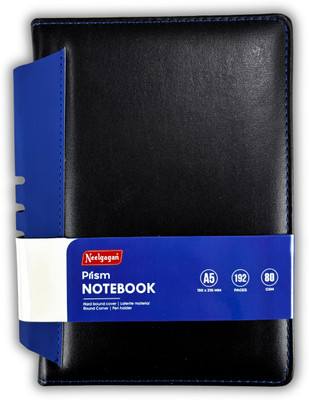 NEELGAGAN Prism Notebook A5 Laterite Material Round Corner with Pen Holder A5 Notebook (14.8 cm x 21.0 cm) Ruled 192 Pages(Blue, Pack of 2)
