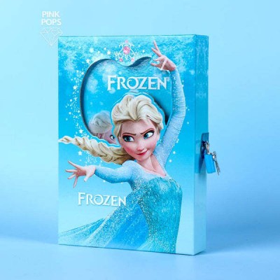 Art Bundle Frozen Small Size Diary with Lock Case for Kids Gifts Options - 16.5 * 15 * 3 cm cm ( Pack of 1) A6 Diary Yes 60 Pages(Multicolor)