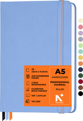 NEORAH - 208 Pages - 135 gsm | PRO SERIES Journal - Hardcover Ruled Notebook A5 Journal RULED 208 Pages(Light Blue)