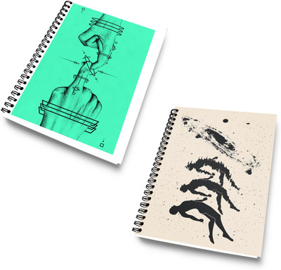 DI-KRAFT Diary Combo Pack | Printed Diary combo Pack | BTS New Collection A5 Diary Unruled 120 Pages(Green and Biege 06, Pack of 2)