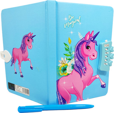 dishvy LOCK DIARY A5 Diary Ruled 200 Pages(Blue, Pink)