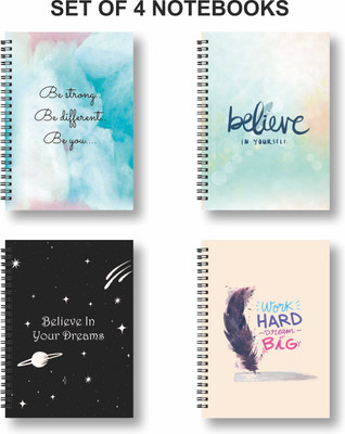 Papco Notebook A5 Diary Ruled 144 Pages(Yellow, Black, Pack of 4)