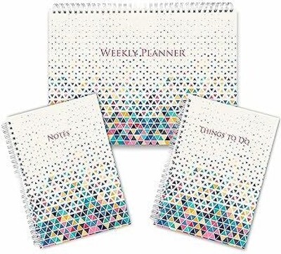 Vestta A4 Weekly Planner-60 Page-100 GSM|A5 Things To Do-96 Page-80 GSM|A5 Notes-80 GSM A5 Planner/Organizer Ruled 96 Pages(Multicolor, Pack of 3)