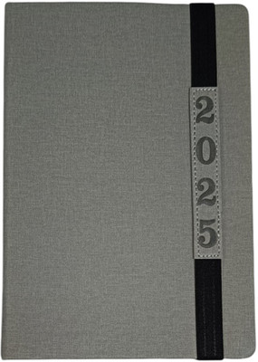 ShreeGanadhish 2025 Journal Executive Monthly Planner |Sunday Half Page|Elastic Lock|21X15X3 CM A5 Diary Ruled 330 Pages(Battleship Grey)