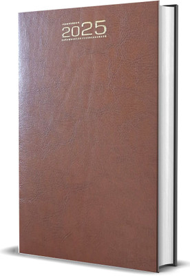 Greeshma PU Finish Leather Diary Regular Diary Ruled 365 Dated 2022 Planner Executive Diary (Sunday half Page) Regular Diary 2025 Single Rule 365 Pages(Brown)