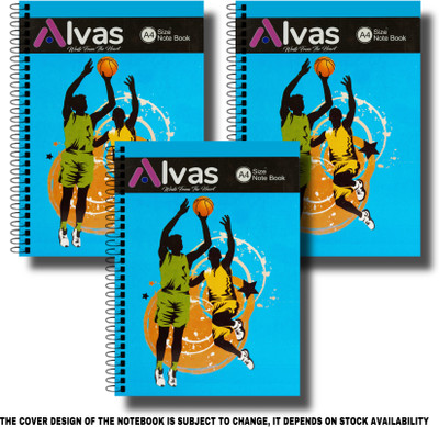 Alvass ALVAS | A4 Notebook Spiral | Unruled | 300 Pages(Blue, Pack of 3)