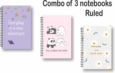 ROT RIX combo of 3 Notebooks A5 Diary ruled 144 Pages(Multicolor, Pack of 3)