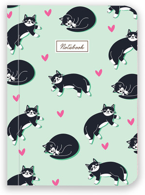 Happening Hippo Cat A6 Notebook Unruled 100 GSM 50 Pages(Sky blue)