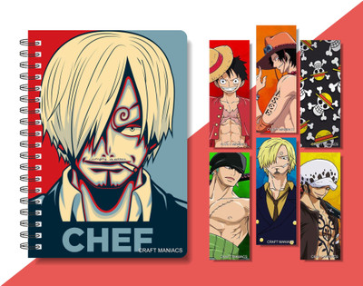craft maniacs 2024 ONE PIECE DIARY & 6 FREEBIE BOOKMARKS A5 Diary RULED 160 Pages(Multicolor)
