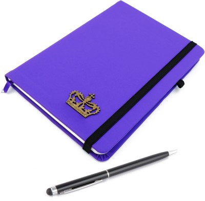 ASRAW Crown A5 Sized Hardcover Diary with Stylus Pen A5 Diary Ruled 176 Pages(Purple)