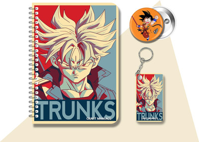 craft maniacs DRAGON BALL Z DIARY & 2 FREEBIE A5 Diary RULED 120 Pages(REDDISH, Pack of 3)