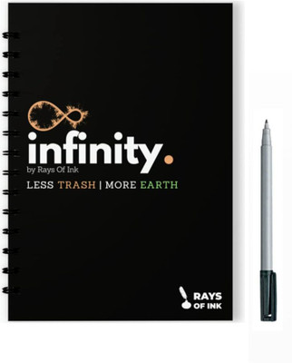 Rays Of Ink Re-usable Smart Eco-friendly A4 Notebook Plain Sheets 40 Pages(Black)