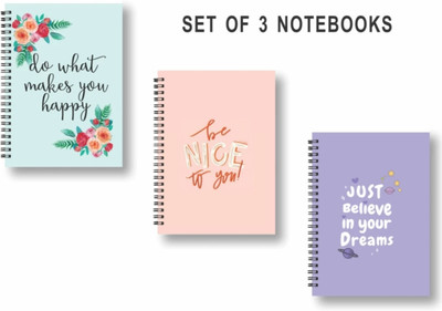 craft maniacs 2023 CUTE NOTEBOOK COLLECTION A5 Notebook RULED 160 Pages(YOU CAN DO THIS YELLOW, Pack of 3)