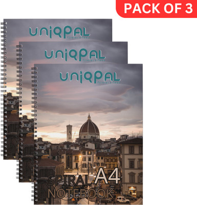 UNIQPAL Set of 3 A4 Notebook UNRULED 200 Pages(Multicolor, Pack of 3)