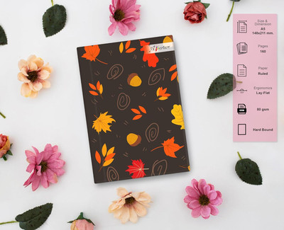 Aperture Season-Themed Undated Notebook Diary – A5 Size, 80 GSM Paper A5 Diary Autumn Leaves Edition 160 Pages(Brown)