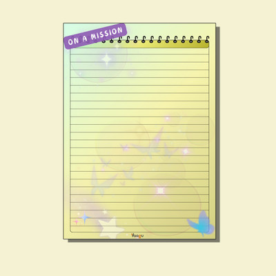 vaagu Blue Butterfly Cute Stationery A5 Note Pad ruling 50 Pages(Yellow)