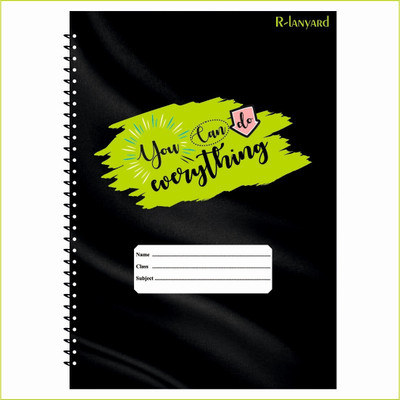 RLanyard Spiral Notebook , A4 Notebook unruled/plain, Notebook for Students 200 Pages(Black)