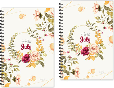 ESCAPER Floral Hello July Monthly Diaries (Ruled-A5 Size), July Month Diaries A5 Diary Ruled 160 Pages(Multicolor, Pack of 2)