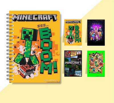 craft maniacs MINECRAFT DIARY & MAGNETIC BOOKMARKS A5 Notebook RULED 120 Pages(Multicolor)