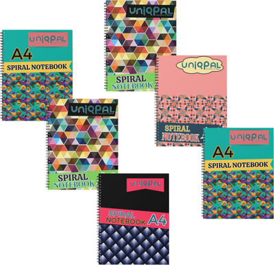 UNIQPAL SET OF 6 A4 Notebook RULED /LINE 200 Pages(Multicolor, Pack of 6)