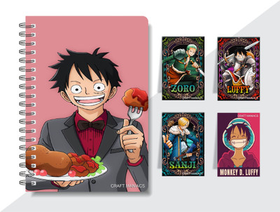 craft maniacs ANIME DIARY & 4 MAGNETIC BOOKMARKS A5 Diary RULED 160 Pages(Multicolor)