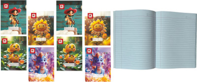 First Click 8 Copy Kids Notebook Register 80 Page 18x24cm 68 GSM Paper Both Side Ruled Regular Notebook Both side ruled 80 Pages(Multicolor, White, Pack of 8)