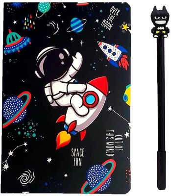 AuM Space Fun Notebook/Diary with Pen Return/ Birthday Gift for Kids Regular Diary Rulled 50 Pages(Black)