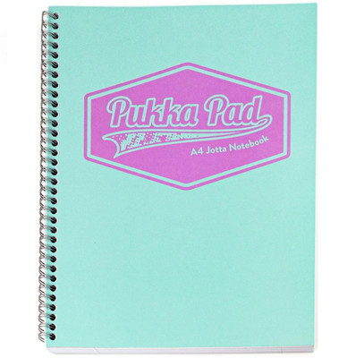 Pukka Pad A4+ Size Long Single Line Jotta Notebook Ruled 200 pages, Micro Perforated, 80gsm Spiral Wiro Bound (Silver Twin Wire) Pastel Mint Polyprop Cover A4 Notebook Ruled 200 Pages(Mint)