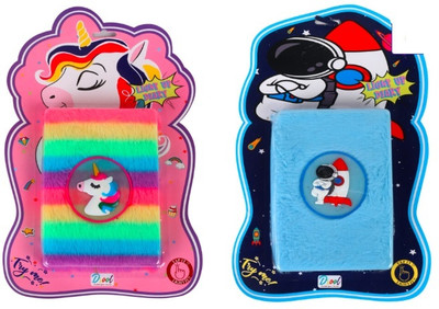 Eclet 1 set unicorn fur led light diary notebook Gift Set A6 Notebook Ruled diary any random desingn will send 144 Pages(Multicolor)