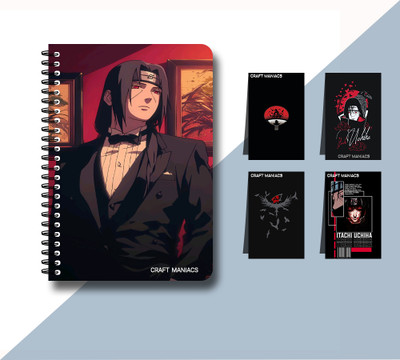 craft maniacs ITACHI UCHIHA DIARY & 4 MAGNETIC BOOKMARKS A5 Diary RULED 120 Pages(Blue)