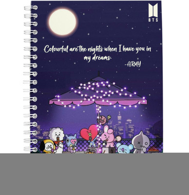PurpleBees BT21 Night Diary A5 Diary Unruled 160 Pages(White)