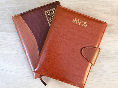 LIFECARD Leather New year Regular Diary 2025 ( PACK OF 2) A4 Diary Regular 365 Pages(Brown, Pack of 2)