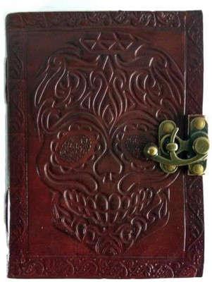 KRISHNA HANDICRAFTS Skull Embossed Vintage Unlined Pages Diary A5 Diary Plain 100 Pages(Brown)