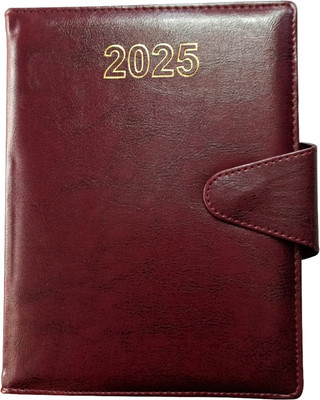 Avni Prints PU Leather Cover Sleek & Stylish 2025 Strap Diary A5 Diary Yes 120 Pages(Maroon)