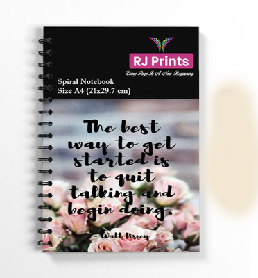 RJPRINTS Rose Flower Spiral Notebook A4 Notebook Plain 200 Pages(Multicolor)