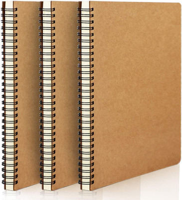 AccuPrints Recycled Handmade Cover A5 Notebook Unruled 160 Pages(Brown, Pack of 3)