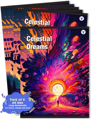 Target Publications Long Notebooks | Celestial Dreams | 172 Pages | A4 single line Books | Set of 6 A4 Notebook Ruled 172 Pages(Multicolor, Pack of 6)